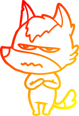 Bir insan tarafından çizilmiş kızgın bir kurdun sıcak çizgi çizimi.