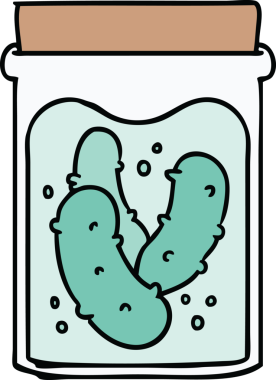 Bir insan tarafından çizilmiş turşu turşusu kavanozu.