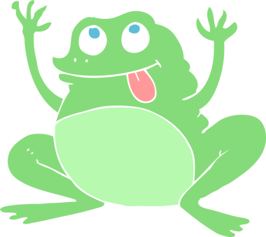 Bir insan tarafından çizilmiş kurbağanın komik düz bir çizimi