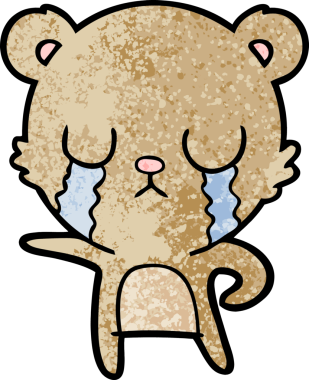 Bir insan tarafından çizilmiş ağlayan çizgi film ayısı.