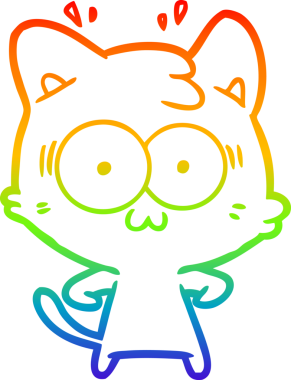 gökkuşağı gradyan çizgi çizimi bir insan tarafından çizilmiş sürpriz bir kedi