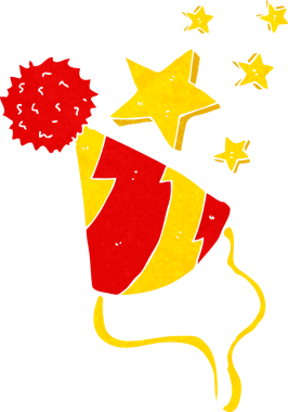 Bir insan tarafından çizilmiş karikatür parti şapkası.