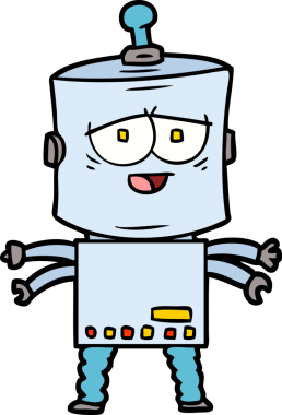 Bir insan tarafından çizilmiş çizgi film robotu