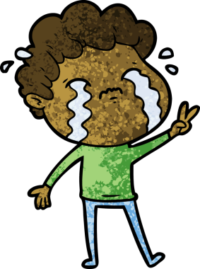 Bir insan tarafından çizilmiş ağlayan çizgi film adamı.