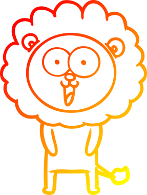 Bir insan tarafından çizilmiş mutlu çizgi film aslanının sıcak çizgi çizimi