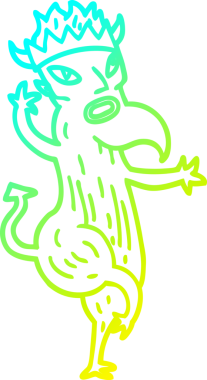 Bir insan tarafından çizilen çizgi film şeytanının soğuk gradyan çizgisi