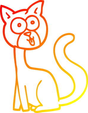 Bir insan tarafından çizilmiş komik bir çizgi film kedisinin sıcak çizgi çizimi