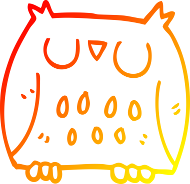 Bir insan tarafından çizilen mutlu baykuş çizgi çizimi.