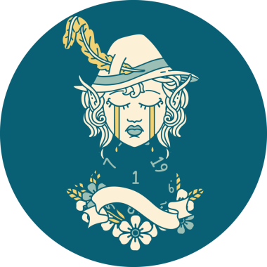 Retro Dövme Tarzı Ağlayan Elf Karakter Yüzü Bir İnsan Tarafından Çizilmiş Doğal Yüzü