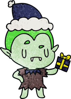 Bir insan tarafından çizilmiş kawai vampirinin el yapımı karikatürü.