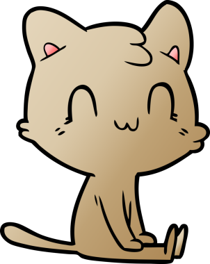 Bir insan tarafından çizilmiş mutlu bir kedi.