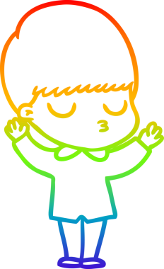 Gökkuşağı gradyan çizgi çizimi bir insan tarafından çizilmiş sakin bir çocuk