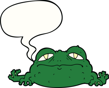 bir insan tarafından çizilmiş konuşma balonlu çirkin kurbağa.