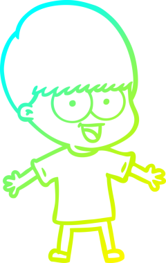 Bir insan tarafından çizilmiş mutlu çizgi film çocuğu çizimi.