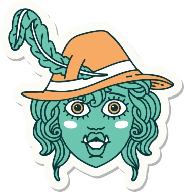 Bir insan tarafından çizilmiş Ork ozan karakterinin çıkartması