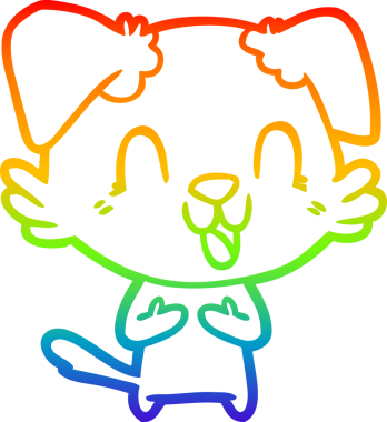 Gökkuşağı gradyan çizgisi bir insan tarafından çizilmiş gülen bir çizgi köpeğin çizimi