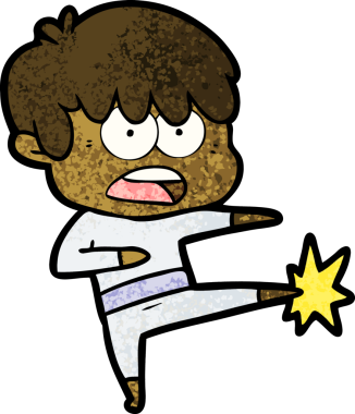 Bir insan tarafından çizilmiş endişeli çizgi film çocuğu.