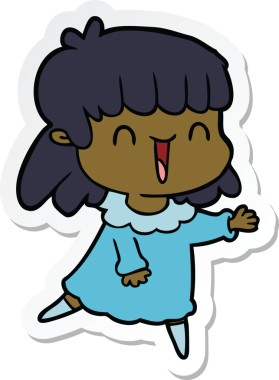 Bir insan tarafından çizilmiş bir karikatür kadının çıkartması.