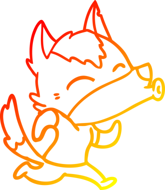 Bir insan tarafından çizilmiş giysiler içinde uluyan bir kurdun sıcak çizgi çizimi