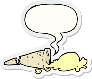 Bir insan tarafından çizilmiş konuşma balonu etiketli bir karikatür dondurması.