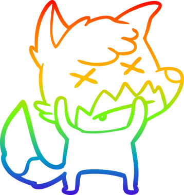 Gökkuşağı gradyan çizgi çizimi Bir insan tarafından çizilmiş ölü tilki