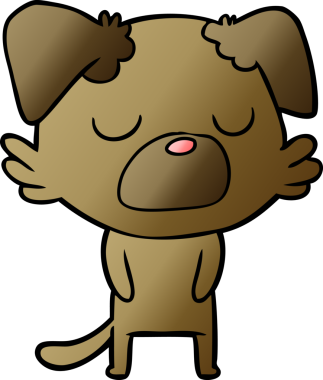 Bir insan tarafından çizilmiş çizgi film köpeği.