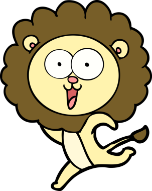 Bir insan tarafından çizilmiş mutlu çizgi film aslanı.