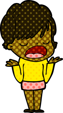 Bir insan tarafından çizilmiş bir karikatür kadın konuşuyor.