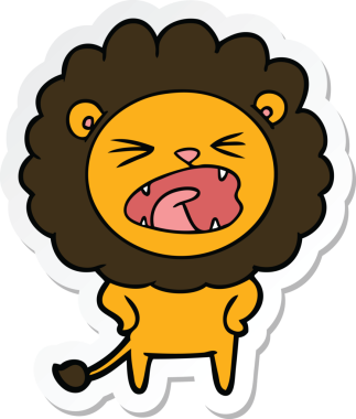 Bir insan tarafından çizilmiş karikatür aslanının çıkartması.