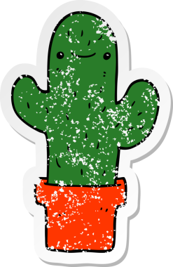 Bir insan tarafından çizilmiş bir kaktüsün sıkıntılı çıkartması.