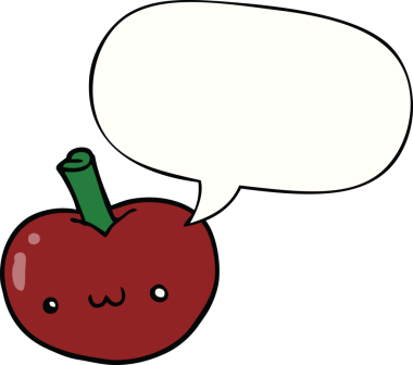 bir insan tarafından çizilmiş konuşma balonlu çizgi film elması