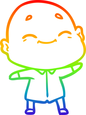 gökkuşağı gradyan çizimi mutlu bir çizgi kel adamın çizimi bir insan tarafından çizildi