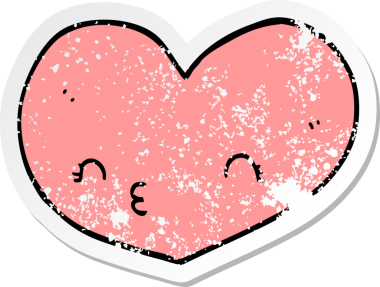 Bir insan tarafından çizilmiş, kederli bir kalp karikatürü.