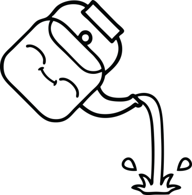 Bir insan tarafından çizilen çaydanlığın çizgi çizimi