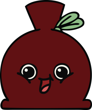 Bir insan tarafından çizilmiş şirin bir çuval karikatürü