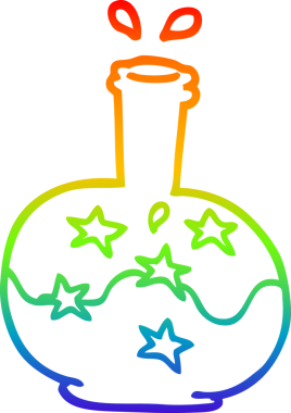 Bir insanın çizdiği sihirli iksirin çizdiği gökkuşağı gradyanı çizimi