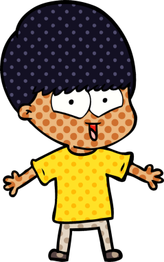 Bir insan tarafından çizilmiş mutlu çocuk çizgi filmi.