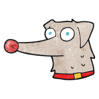 Bir insan tarafından çizilmiş, el yapımı çizgi film köpeği.