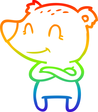 gökkuşağı gradyan çizgisi bir insan tarafından çizilmiş dost bir ayı çizgi