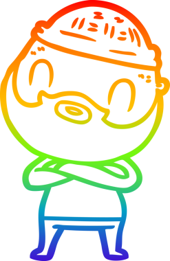 Gökkuşağı gradyan çizgi çizimi bir insan tarafından çizilmiş sakallı bir adamın