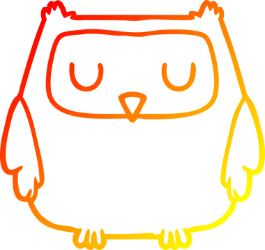 Bir insan tarafından çizilmiş bir baykuşun sıcak çizgi çizimi