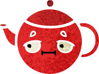 Bir insan tarafından çizilmiş bir çaydanlığın retro çizim tarzı karikatürü