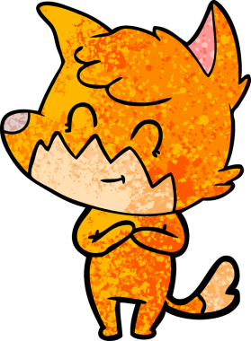 Bir insan tarafından çizilmiş çizgi film dostu tilki.