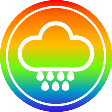 Gökkuşağı gradyan bir insan tarafından çizilmiş yağmur bulutu dairesel simgesi
