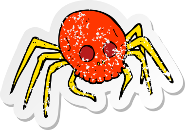 Bir insan tarafından çizilmiş ürkütücü bir cadılar bayramı kafatası örümceğinin gerilmiş çıkartması.