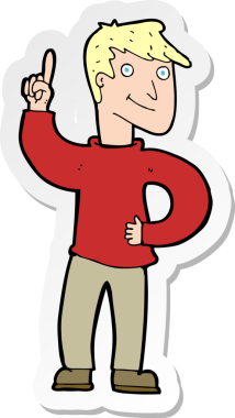 Bir insan tarafından çizilmiş harika bir fikri olan bir karikatürcünün çıkartması.