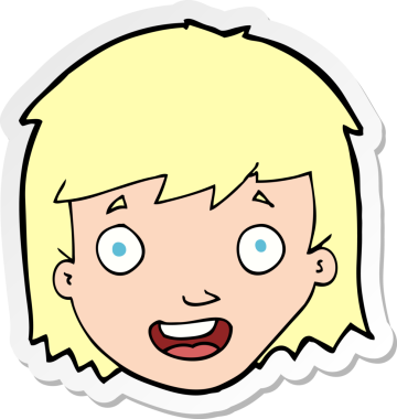 Bir insan tarafından çizilmiş mutlu kadın yüzü çıkartması.