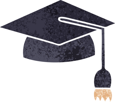 Bir insan tarafından çizilmiş mezuniyet şapkasının retro çizim tarzı karikatürü.