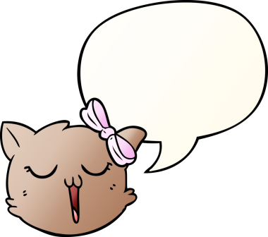 bir insan tarafından çizilmiş yumuşak eğimli konuşma baloncuklu çizgi film kedisi yüzü