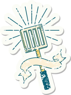 Bir insan tarafından çizilmiş eski bir dövme stili mutfak spatulası.